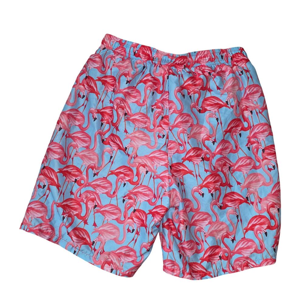 NWOT Flamingo designed, swim trunks with built‎ in mesh  sz M